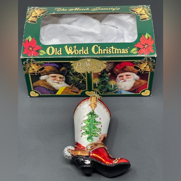 OLD WORLD CHRISTMAS: Cowboy Boot Ornament. With original box - Picture 1 of 7